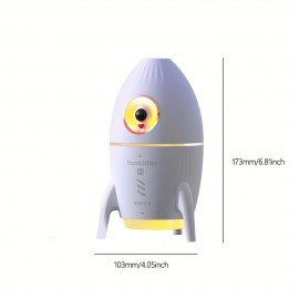 Mini Rocket Humidifier, Astronaut-themed Night Light Decoration, One-button Switch, 11.83oz Water Tank Capacity, Suitable For Bedroom, Office, Dormitory