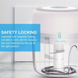 3.38oz/8.45oz Electric Mini Garlic Chopper, USB Chili Garlic Masher, Sturdy Durable Ground Ginger Vegetable Crusher