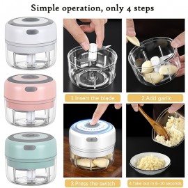3.38oz/8.45oz Electric Mini Garlic Chopper, USB Chili Garlic Masher, Sturdy Durable Ground Ginger Vegetable Crusher