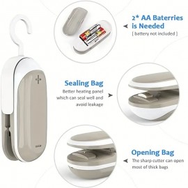 1pc Portable Mini Food Sealer - 2 in 1 Heat Sealer and Bag Sealing Machine for Kitchen - Vacuum Sealer for Handheld Packaging - Battery-Free