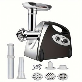 US Plug 11PCS Fully Automatic Stainless Steel Meat Grinder, Meat Grinder Electric,With 1 Meat Grinder Tray, 3 Cutting Plates, Sausage Pusher, Food Pusher, Mixing And Chopping Tips And Kubbe Kit Powerful Stainless Steel Mincers For Kitchenï¼