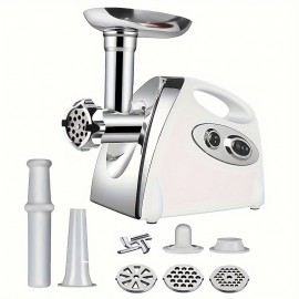 US Plug 11PCS Fully Automatic Stainless Steel Meat Grinder, Meat Grinder Electric,With 1 Meat Grinder Tray, 3 Cutting Plates, Sausage Pusher, Food Pusher, Mixing And Chopping Tips And Kubbe Kit Powerful Stainless Steel Mincers For Kitchenï¼