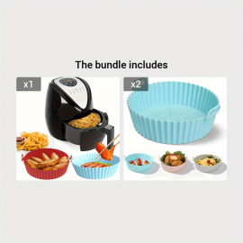 High Temperature Resistant Silicone Air Fryer Baking Pan With Easy Clean Grease Trap And Non-Stick Mat