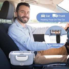 Portable Electric Lunch Box Warmer: Leak Proof, Removable Stainless Steel Container, 60W 1.5L, 110V/12V/24V