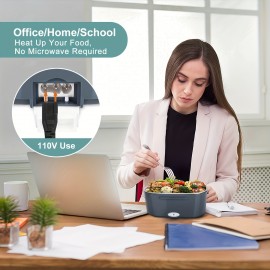 Electric Lunch Box  Food Heater 3 In 1 12/24/110-230V Portable Lunch Warmer Upgraded Leakproof Heated Lunch Box For Car/Truck/Office With SS Fork & Spoon And Insulated Carry Bag