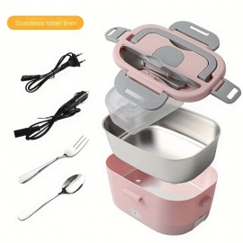 [US Plug] Portable Electric Heating Lunch Box, 2-in-1 Car/ Plug-in Household Insulation Heating Lunch Box, Stainless Steel Liner 50.72oz Heating Bento Box Electric Heating Lunch DPH-005Us