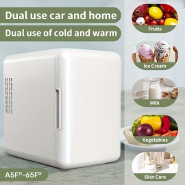Portable Mini Fridge - 1.06gal/6 Can Cooler And Warmer For Skin Care, Cosmetics, And Beverages - Ideal For Office, Bedroom, And Car Use