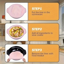 Silicone Slow Cooker Liners, Reusable Cooking Liner, For 6-8 Quarts Slow Cooker, Leakproof Dishwasher Safe Cooker Bags Liners For Oval Or Round 7 8QT Slow Cooker