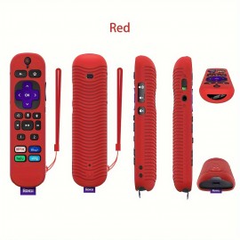 Silicone Case For Roku RCA1R Voice Remote, Drop-proof Silicone Soft Case W/ Lanyard