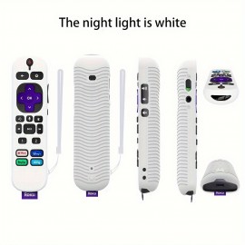 Silicone Case For Roku RCA1R Voice Remote, Drop-proof Silicone Soft Case W/ Lanyard