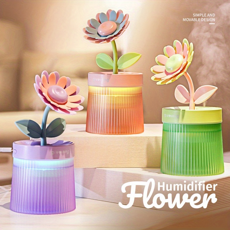 flower air humidifier night light usb silent bedroom desktop large fog volume purifying air mini humidifier details 0