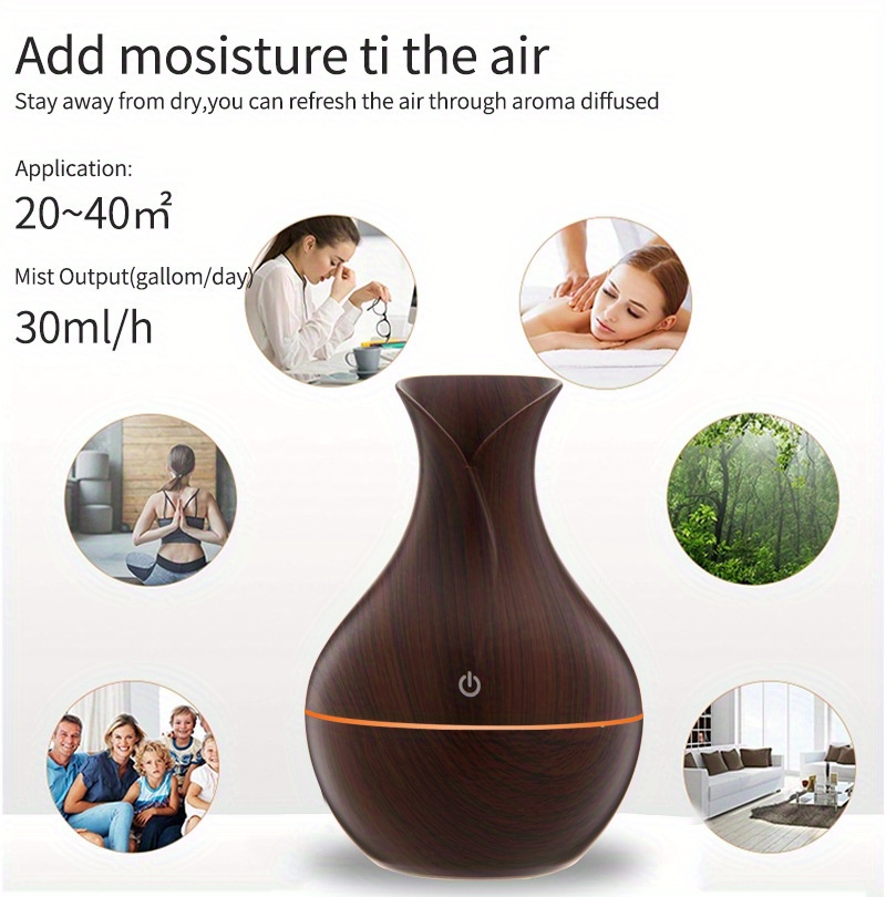 7 color led electric humidifier for bedroom office and desktop adjustable timer and moisture control details 5