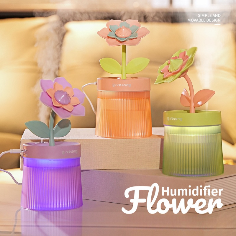 flower air humidifier night light usb silent bedroom desktop large fog volume purifying air mini humidifier details 0