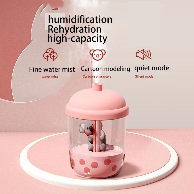 portable koala humidifier with usb charging cute pet figurine for desktop moisturizes air and enhances mood details 0