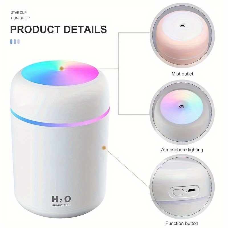 300ml colorful humidifier for home office details 5