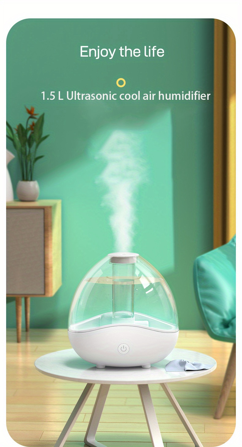 1 5l large capacity clear water tank humidifier 360 degree nozzle portable cool mist usb 7 colors glow in the dark ultrasonic h2o air humidifier aromather details 0