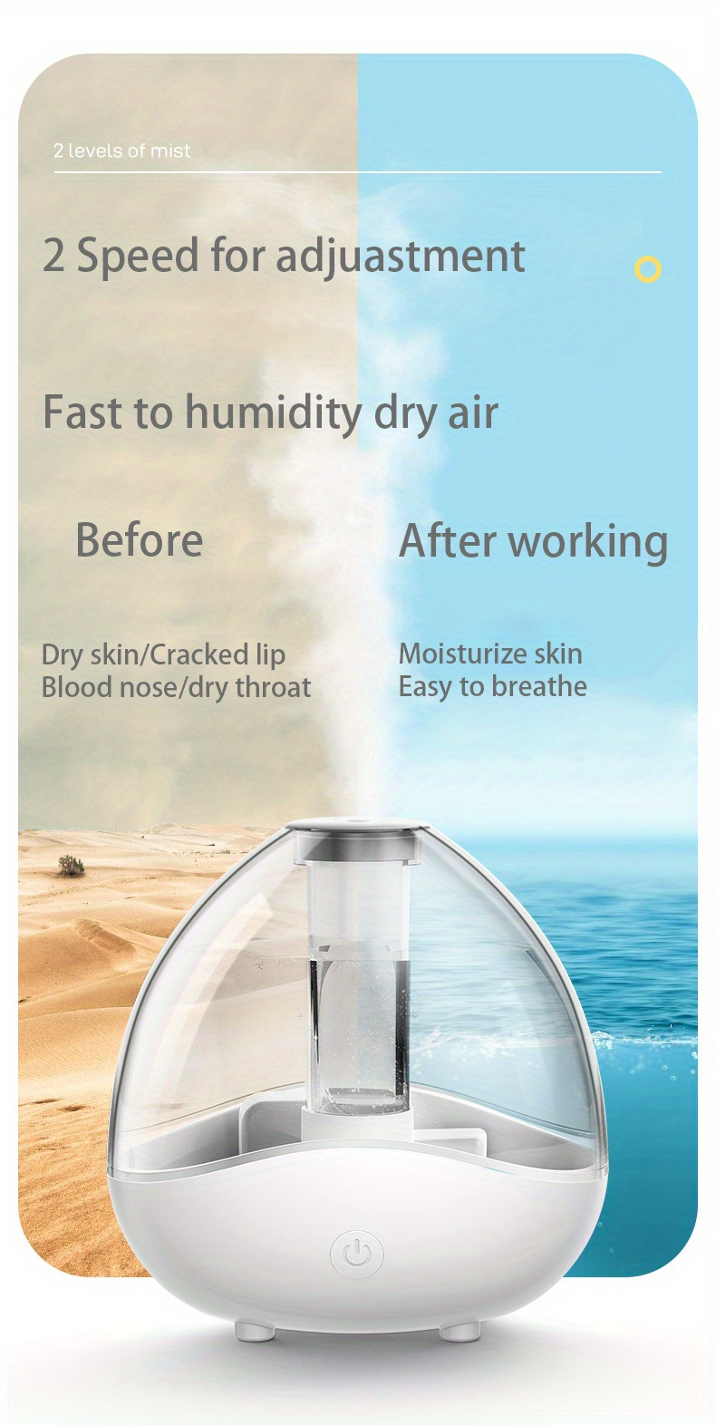 1 5l large capacity clear water tank humidifier 360 degree nozzle portable cool mist usb 7 colors glow in the dark ultrasonic h2o air humidifier aromather details 3