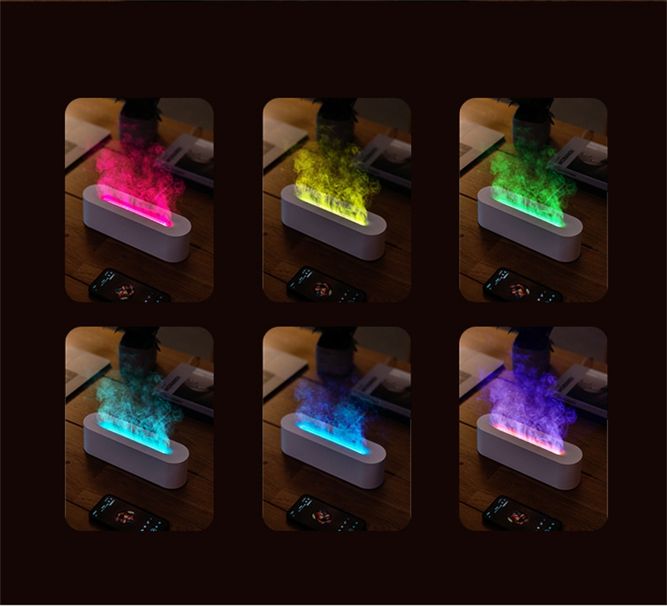 1pc 7 colors usb flame aromatherapy diffuser and humidifier with essential oils details 7