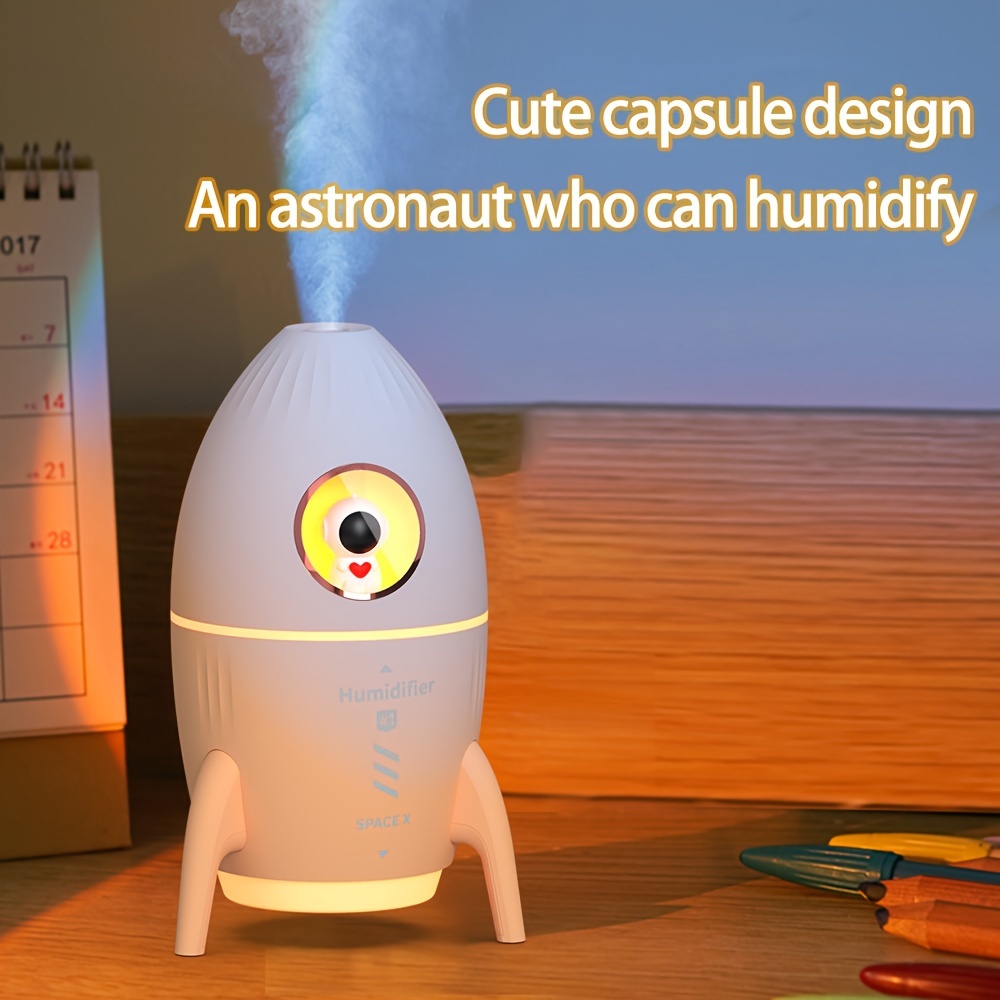 mini rocket humidifier astronaut themed night light decoration one button switch 350ml water tank capacity suitable for bedroom office dormitory details 3