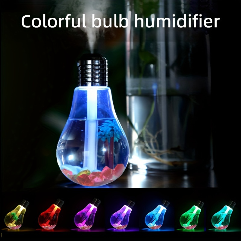 rechargeable bulb humidifier silent humidifier for bedroom desk dorm room with colorful night light increase air humidity details 2
