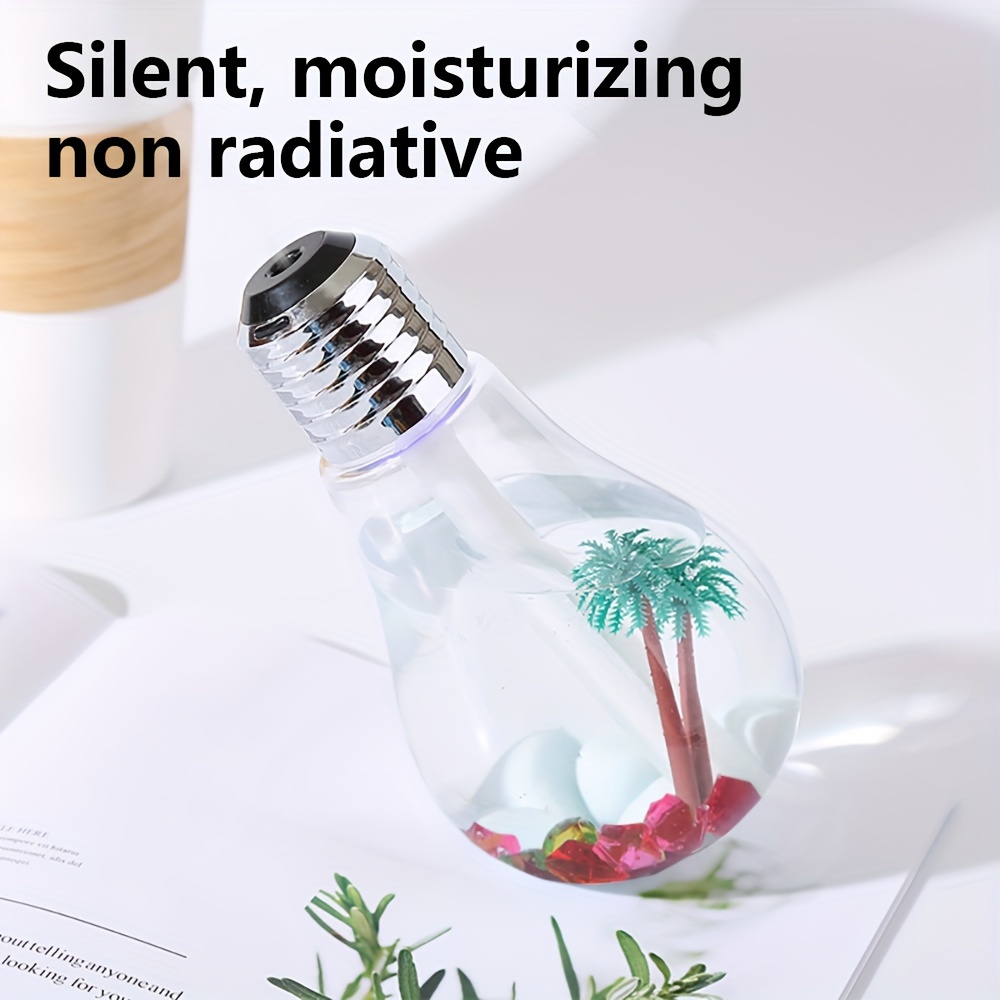 rechargeable bulb humidifier silent humidifier for bedroom desk dorm room with colorful night light increase air humidity details 3