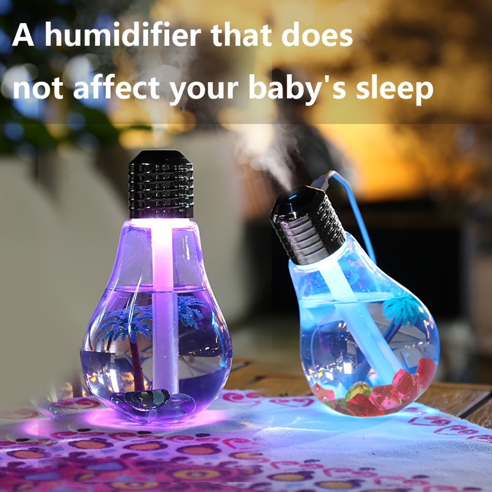rechargeable bulb humidifier silent humidifier for bedroom desk dorm room with colorful night light increase air humidity details 7