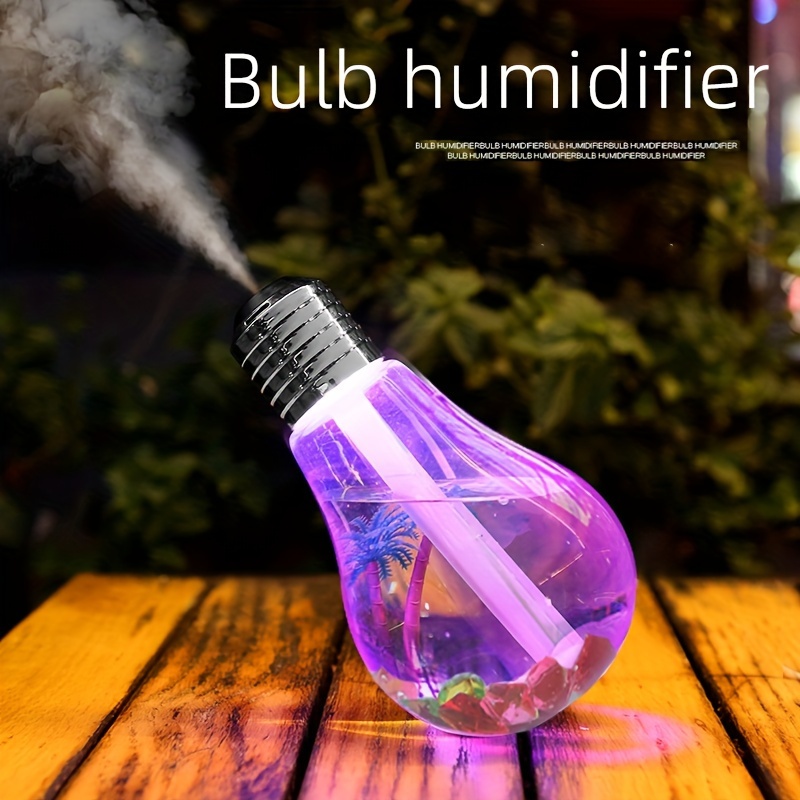 rechargeable bulb humidifier silent humidifier for bedroom desk dorm room with colorful night light increase air humidity details 8