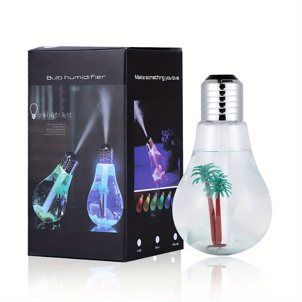 rechargeable bulb humidifier silent humidifier for bedroom desk dorm room with colorful night light increase air humidity details 9