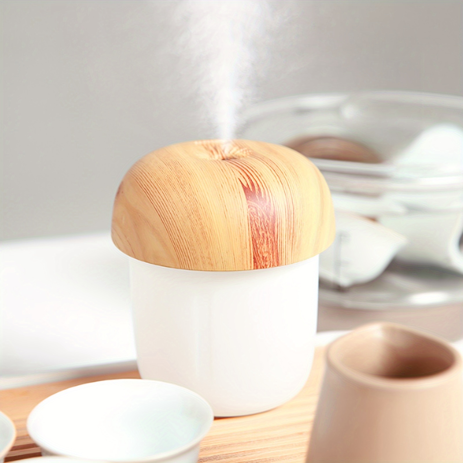 small mushroom wood grain air humidifier details 0