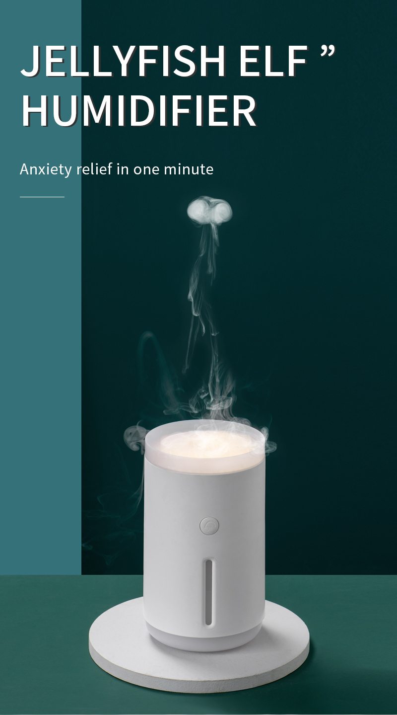 cool mist humidifier usb personal desktop humidifier humidifier with jellyfish shaped spray for stress relief humidifiers for bedroom automatic shut off night light function 2 mist modes details 0
