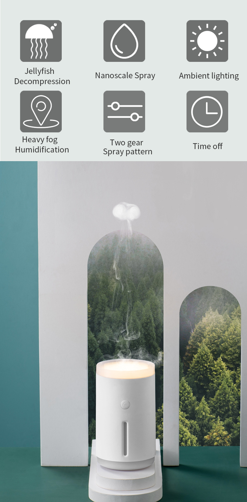cool mist humidifier usb personal desktop humidifier humidifier with jellyfish shaped spray for stress relief humidifiers for bedroom automatic shut off night light function 2 mist modes details 1