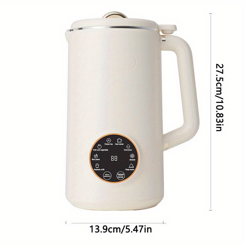 US Plug 33.81oz 9-functions Mini Soybean Milk Maker, Digital Display Screen, Juicer Maker, Reservation Function, Heat Preservation And Automatic Cleaning For Household, Portable Soy Milk Machine,10-Blade 304 Steel Blade With Measuring Cup And Brush details 5