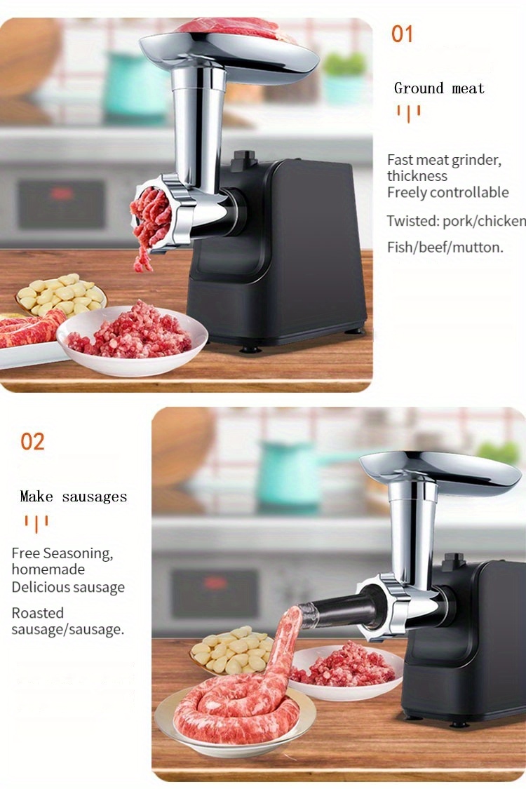 us plug multi functional electric meat grinder sausage filling machine stainless steel food grinder with sausage tube cube machine suitable for home kitchen and dining room details 3