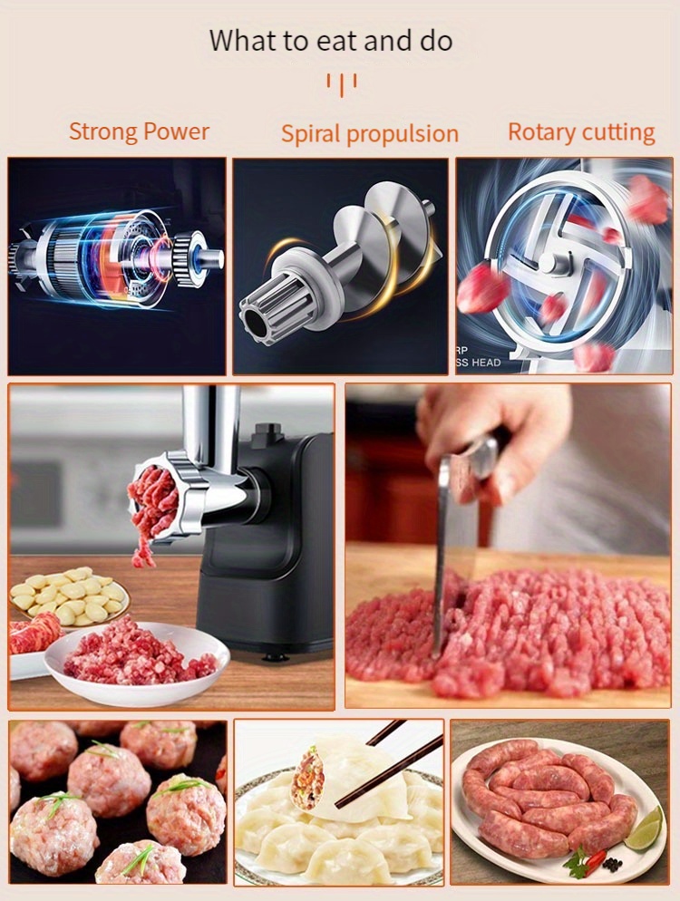 us plug multi functional electric meat grinder sausage filling machine stainless steel food grinder with sausage tube cube machine suitable for home kitchen and dining room details 6