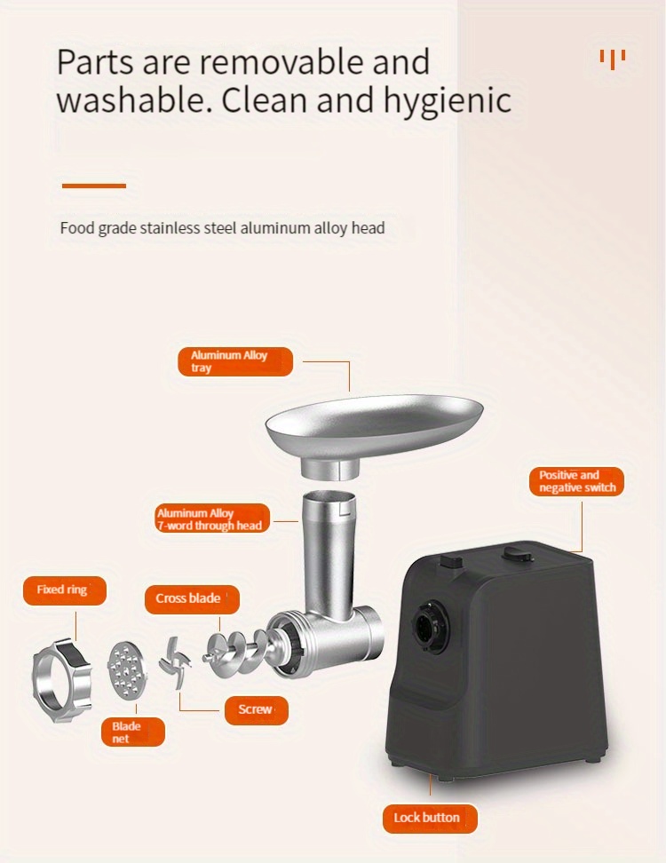 us plug multi functional electric meat grinder sausage filling machine stainless steel food grinder with sausage tube cube machine suitable for home kitchen and dining room details 8