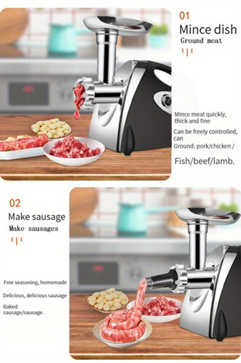 us plug 11pcs fully automatic stainless steel meat grinder meat grinder electric with 1 meat grinder tray 3 cutting plates sausage pusher food pusher mixing and chopping tips and kubbe kit powerful stainless steel mincers for kitchen details 2