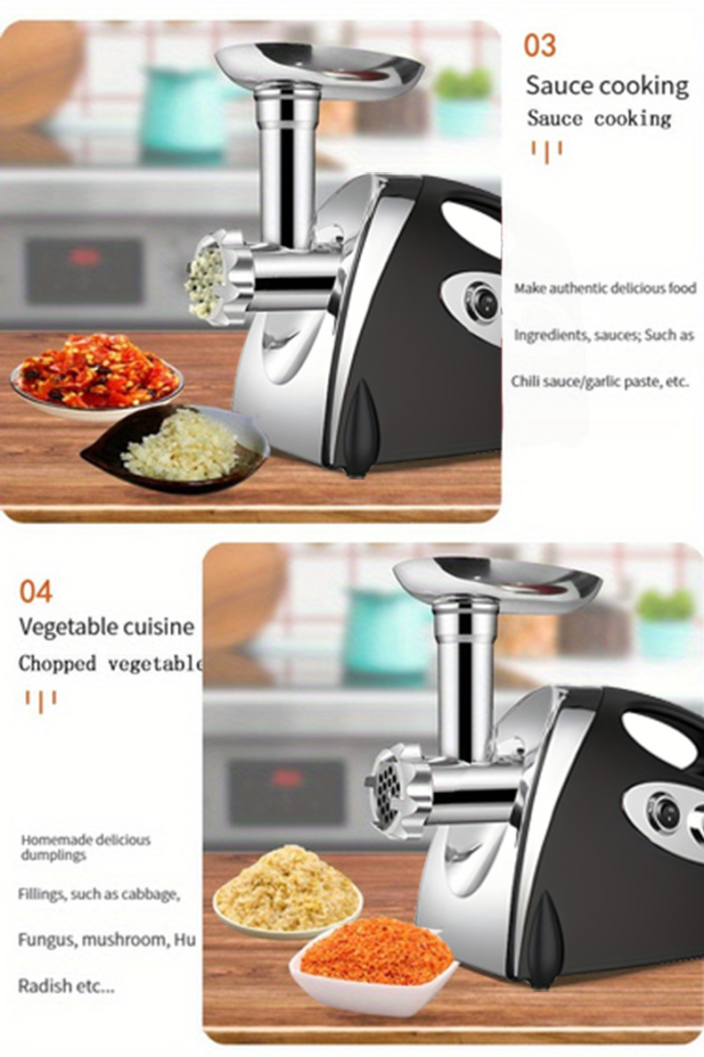us plug 11pcs fully automatic stainless steel meat grinder meat grinder electric with 1 meat grinder tray 3 cutting plates sausage pusher food pusher mixing and chopping tips and kubbe kit powerful stainless steel mincers for kitchen details 3