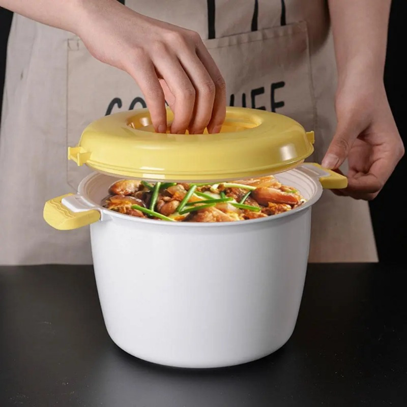 microwave rice cooker steamer pot pastamaker oven veggie cookware cooking soup pressure pots bowl micro vegetable container details 5