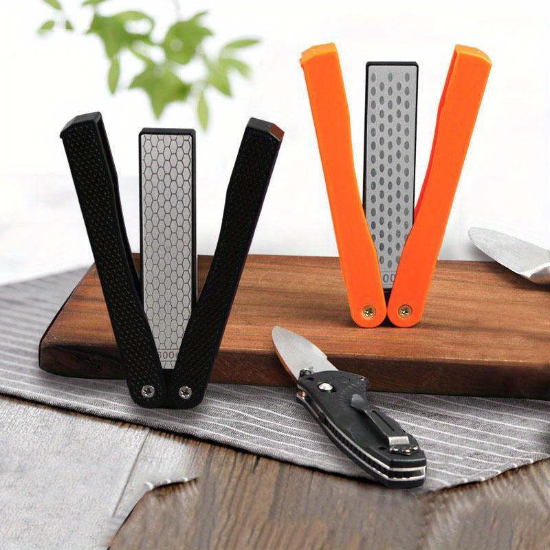 double sided folded pocket sharpener knife sharpening stone kitchen outdoor trekking survival barbecue portable tool details 1
