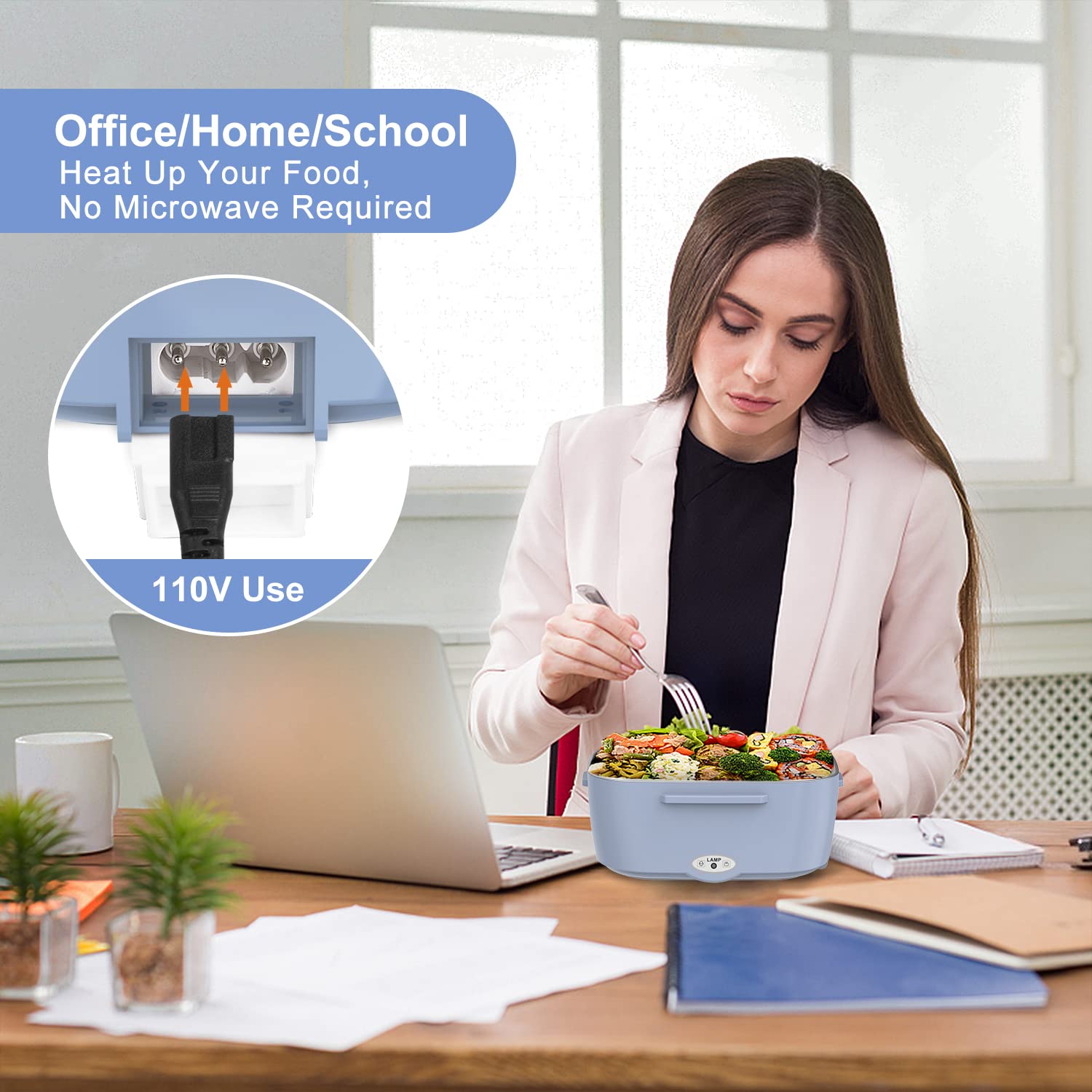 portable electric lunch box warmer leak proof removable stainless steel container 60w 1 5l 110v 12v 24v details 3