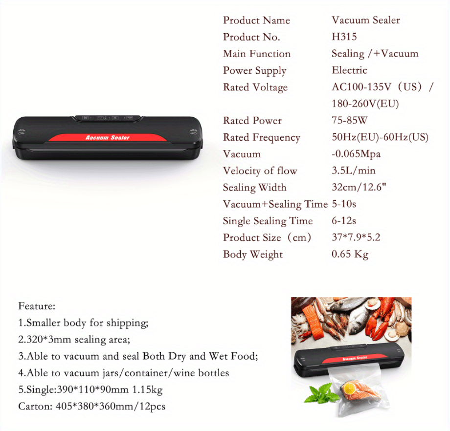 jp automatic desktop vacuum sealer for food storage with free vacuum bags perfect for kitchen and meal prep details 1