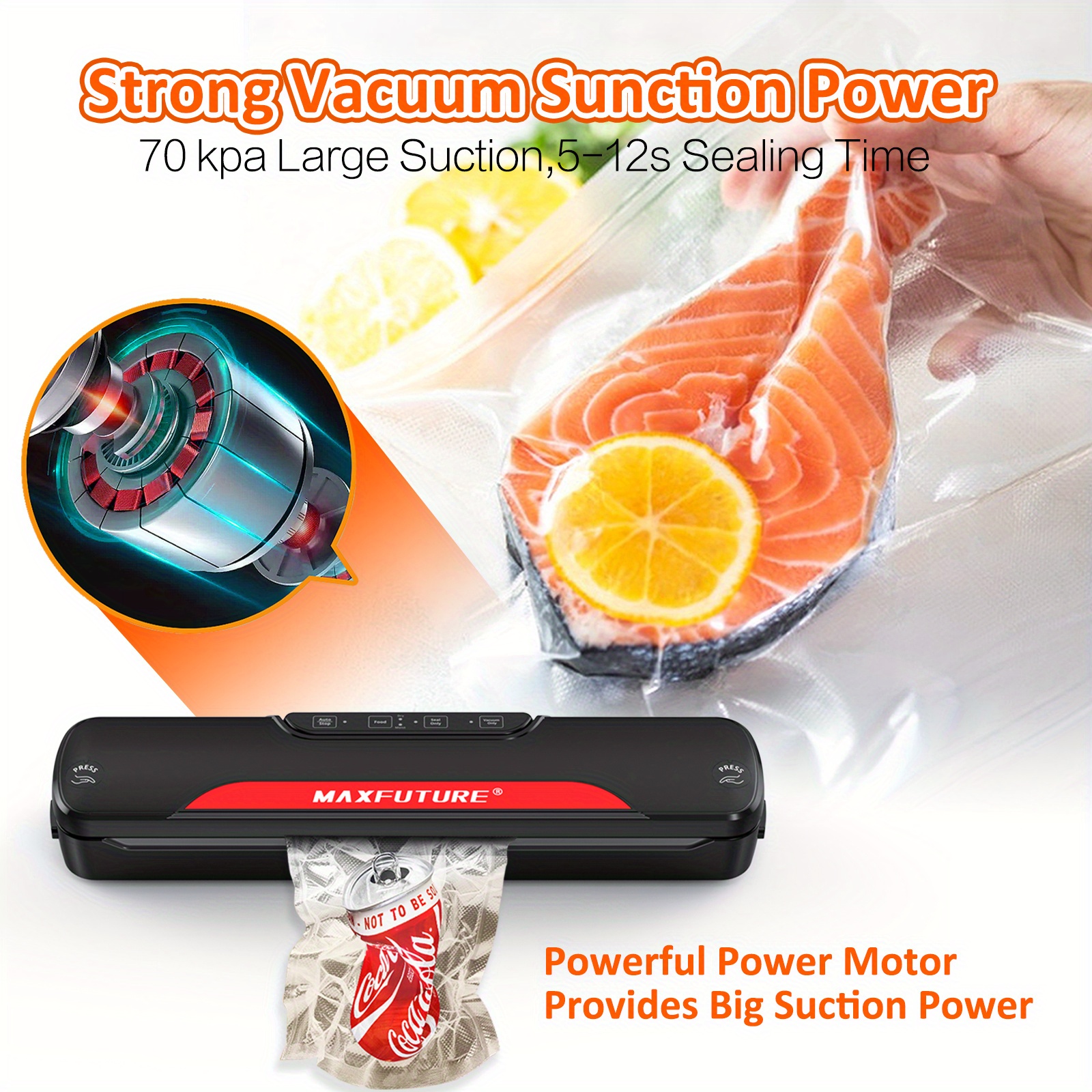 jp automatic desktop vacuum sealer for food storage with free vacuum bags perfect for kitchen and meal prep details 4