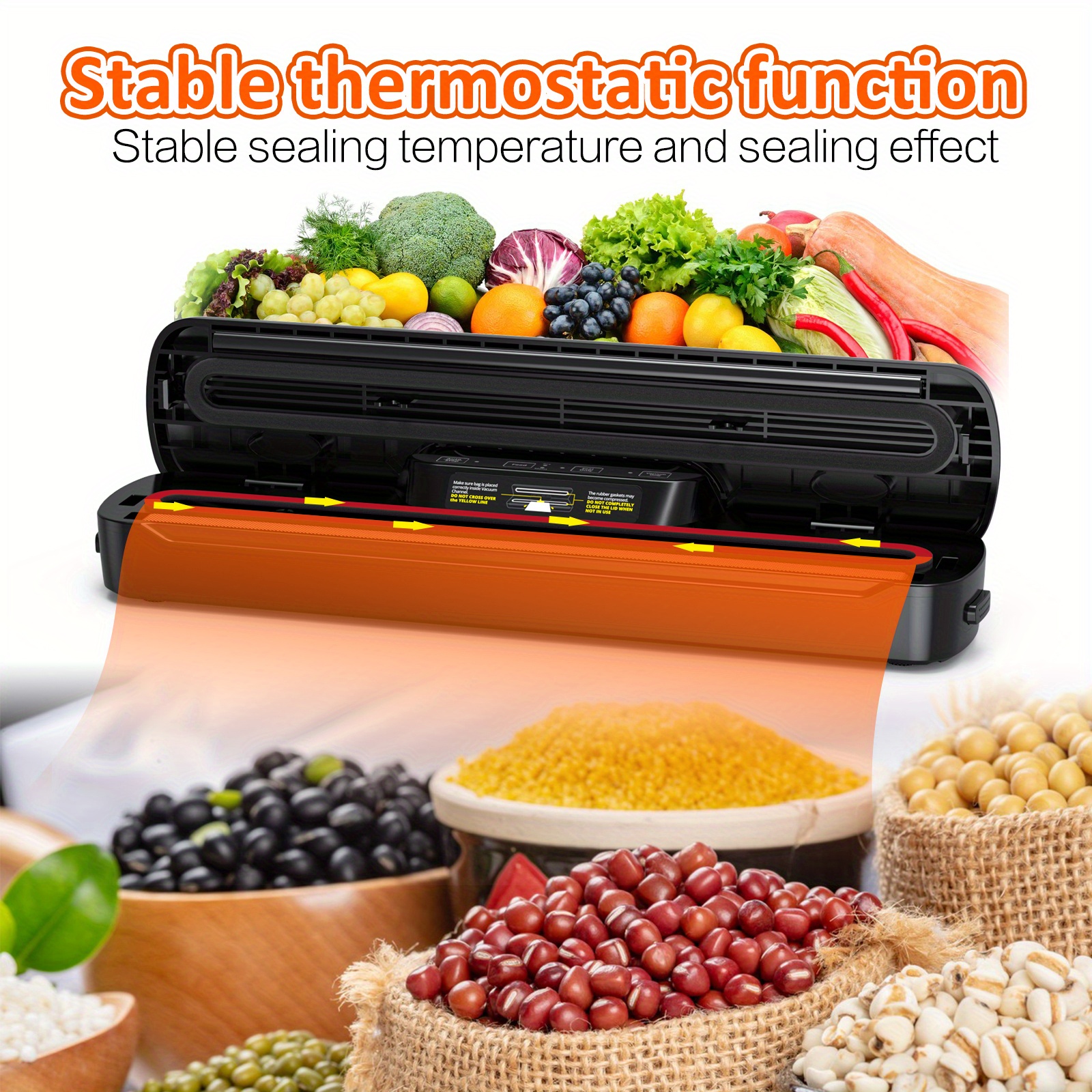 jp automatic desktop vacuum sealer for food storage with free vacuum bags perfect for kitchen and meal prep details 7