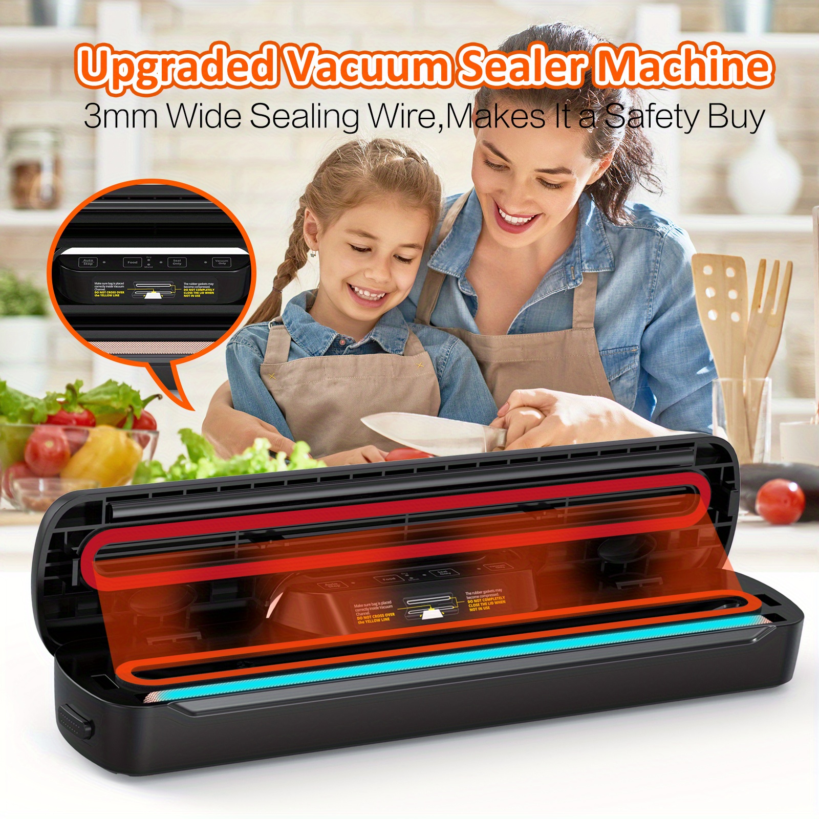 jp automatic desktop vacuum sealer for food storage with free vacuum bags perfect for kitchen and meal prep details 9