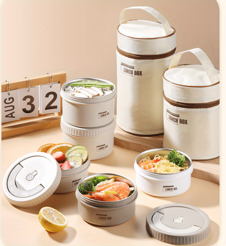 stackable stainless steel insulated lunch box set portable bento container with leakproof lids for fresh and healthy meals on the go details 0