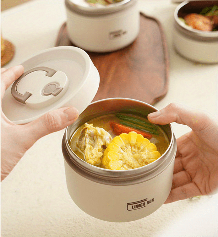 stackable stainless steel insulated lunch box set portable bento container with leakproof lids for fresh and healthy meals on the go details 2