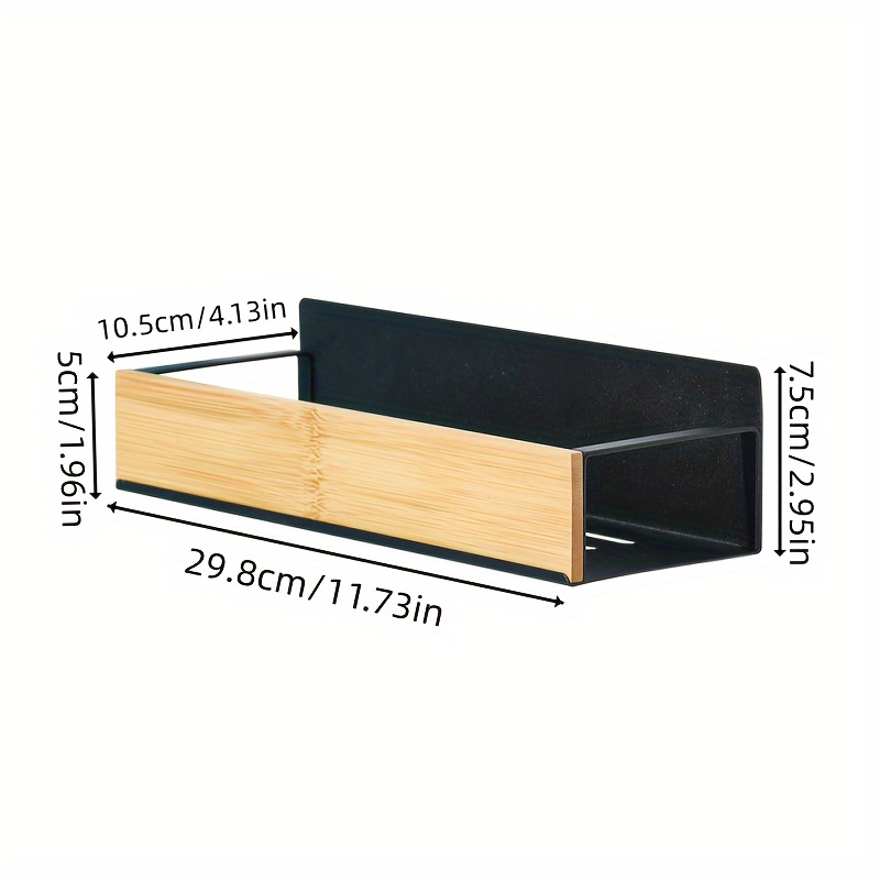 1pc large capacity black and white kitchen wall mounted rack magnetic suction refrigerator rack side mounted storage rack punch free seasoning rack seasoning box suspended shelf seasoning bottle jar storage details 1