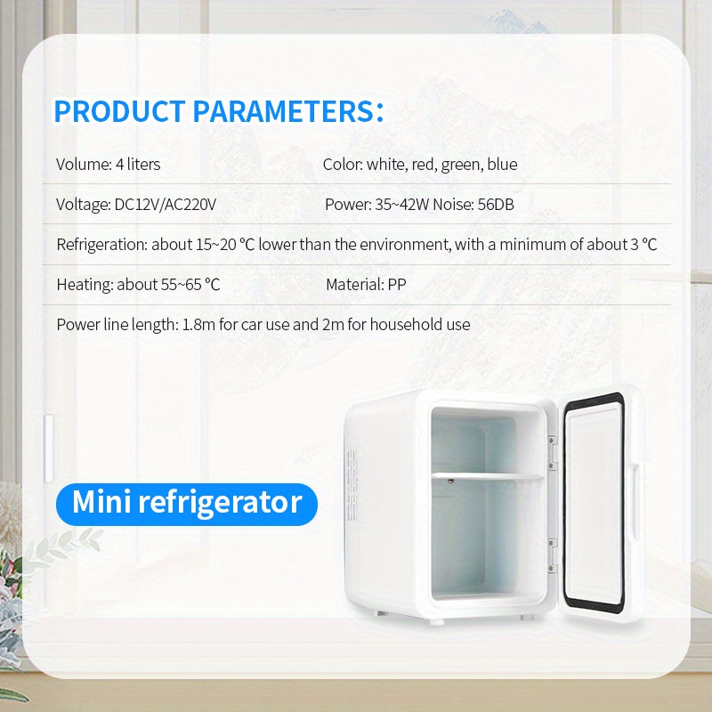 portable mini fridge 4l 6 can cooler and warmer for skin care cosmetics and beverages ideal for office bedroom and car use details 0