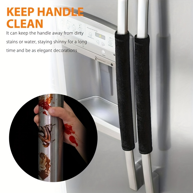 2pc Double Door Refrigerator Handle Cover Oven Microwave Handle Cover Non-slip And Oil-proof Kitchen Sliding Door Handle Protective Cover details 2