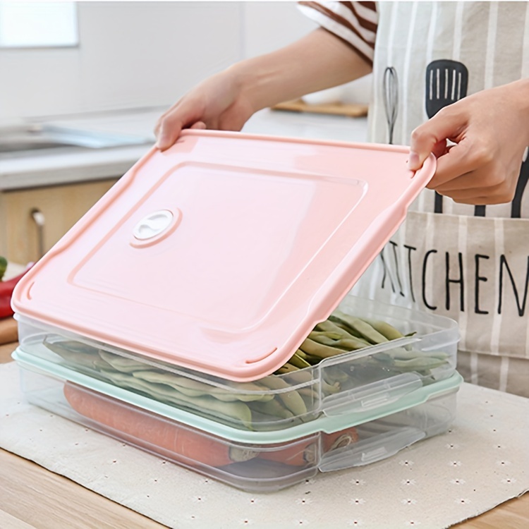 1 Layer / 3 Layers, Large Capacity Dumpling Fresh-keeping Box, Refrigerator Water Dumpling Storage Box, Multi-layer Dumpling Box With Lid, Plastic Transparent Ravioli Box, Food Tray Refrigerator Replacement Storage Box details 1
